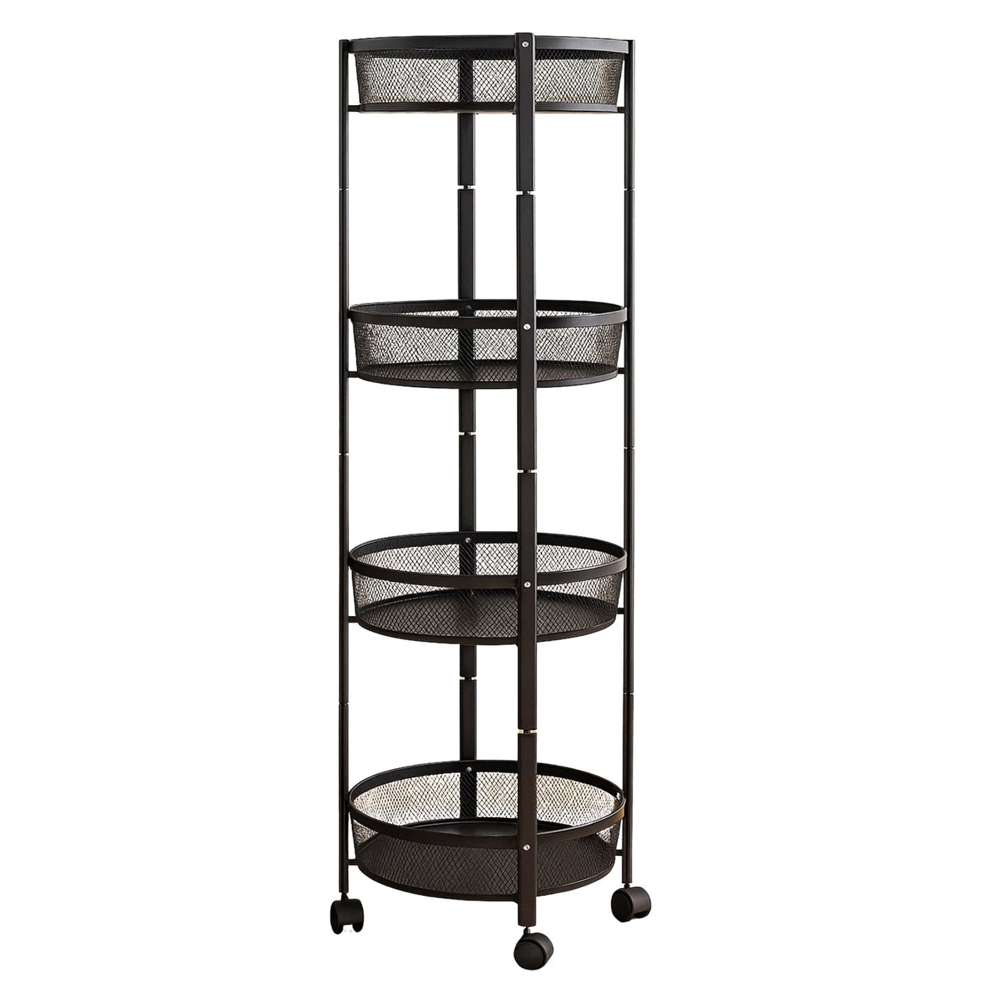 4-Layer Round Metal Folding Storage Trolley