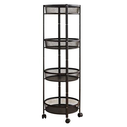 4-Layer Round Metal Folding Storage Trolley
