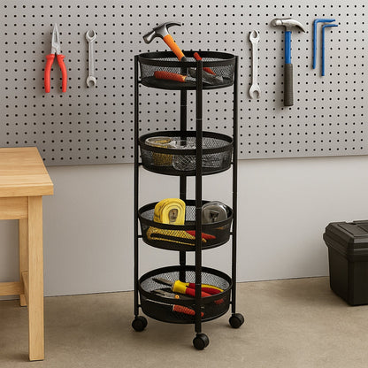 4-Layer Round Metal Folding Storage Trolley